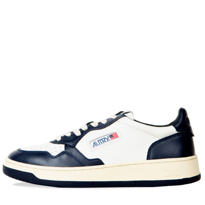 Autry Low Top Two Tone Leather Sneakers Navy And White