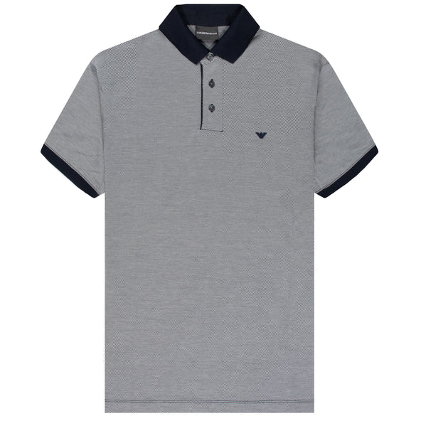 Emporio Armani Diagonal Striped SS Polo White/Navy