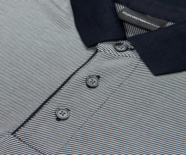 Emporio Armani Diagonal Striped SS Polo White/Navy