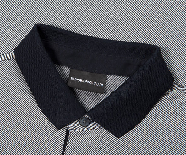 Emporio Armani Diagonal Striped SS Polo White/Navy