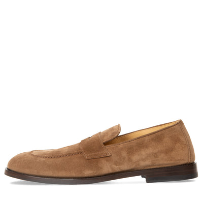 BRUNELLO CUCINELLI Flex Suede Penny Loafers Brown