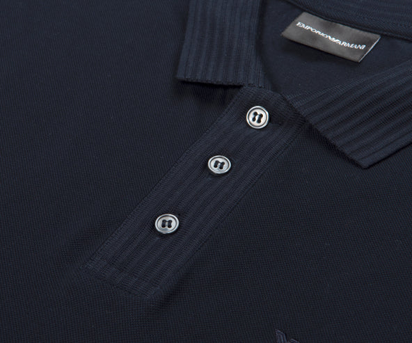 Emporio Armani Detailed collar Polo Navy