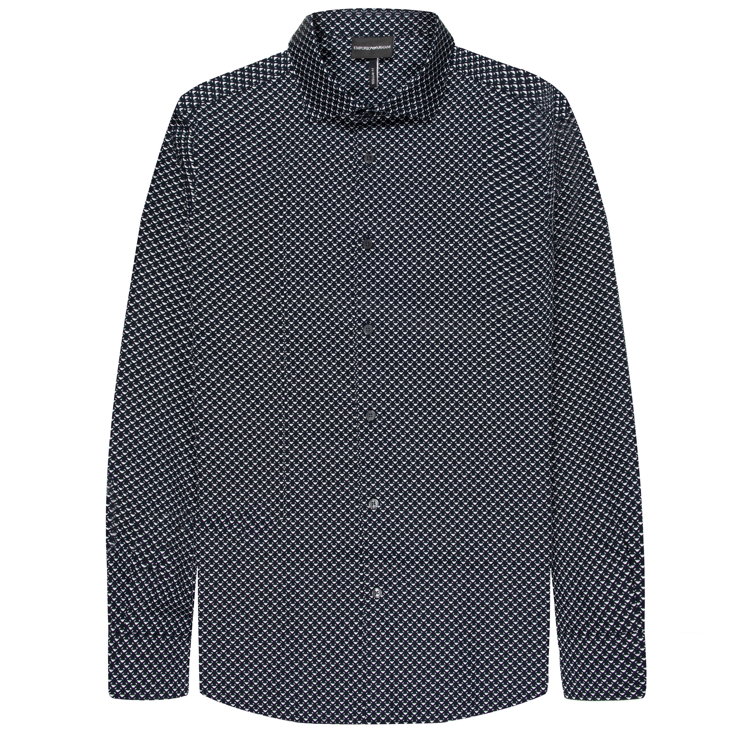 Emporio Armani Multi Eagle Patterned Shirt Navy/White
