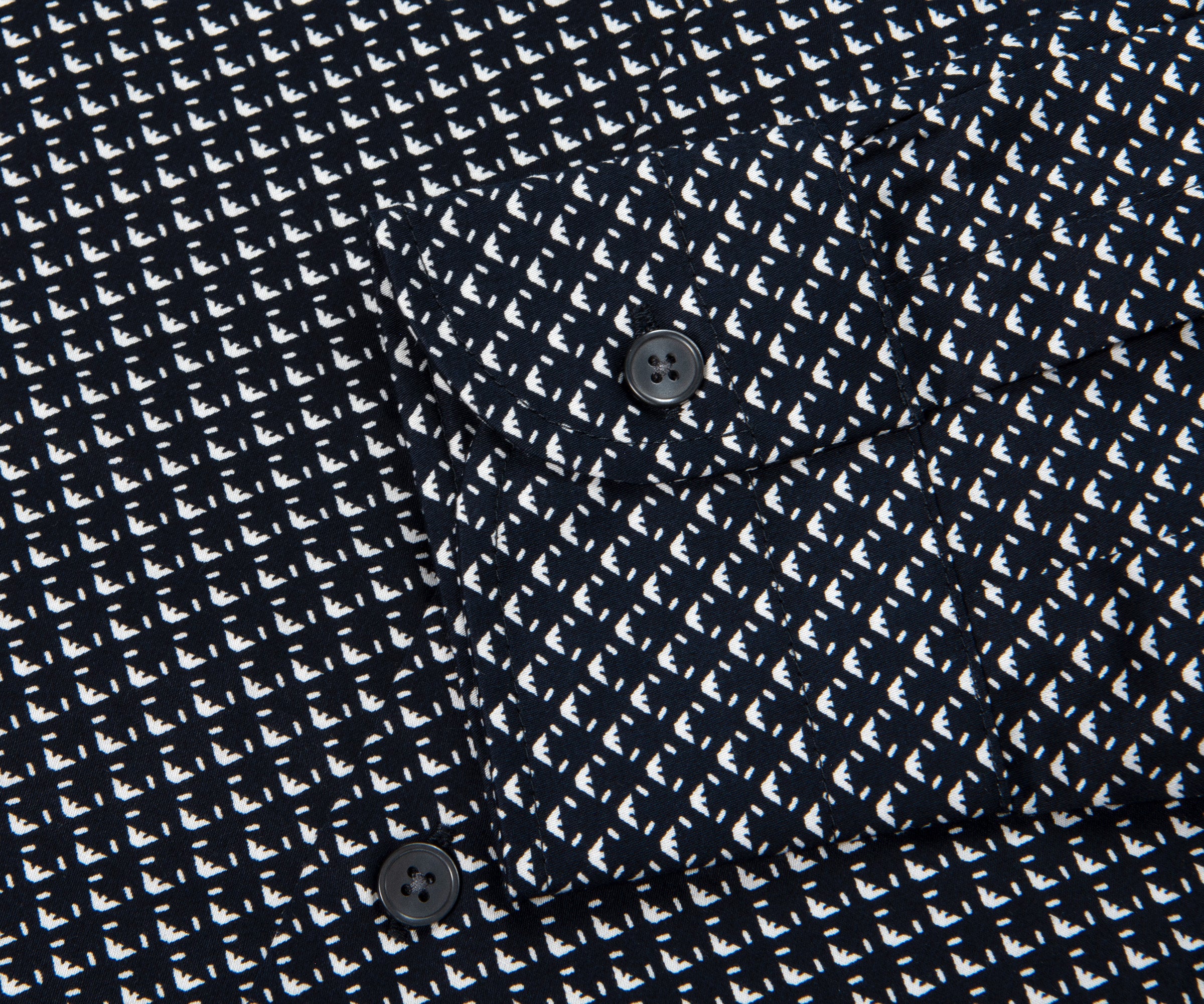 Emporio Armani Multi Eagle Patterned Shirt Navy/White