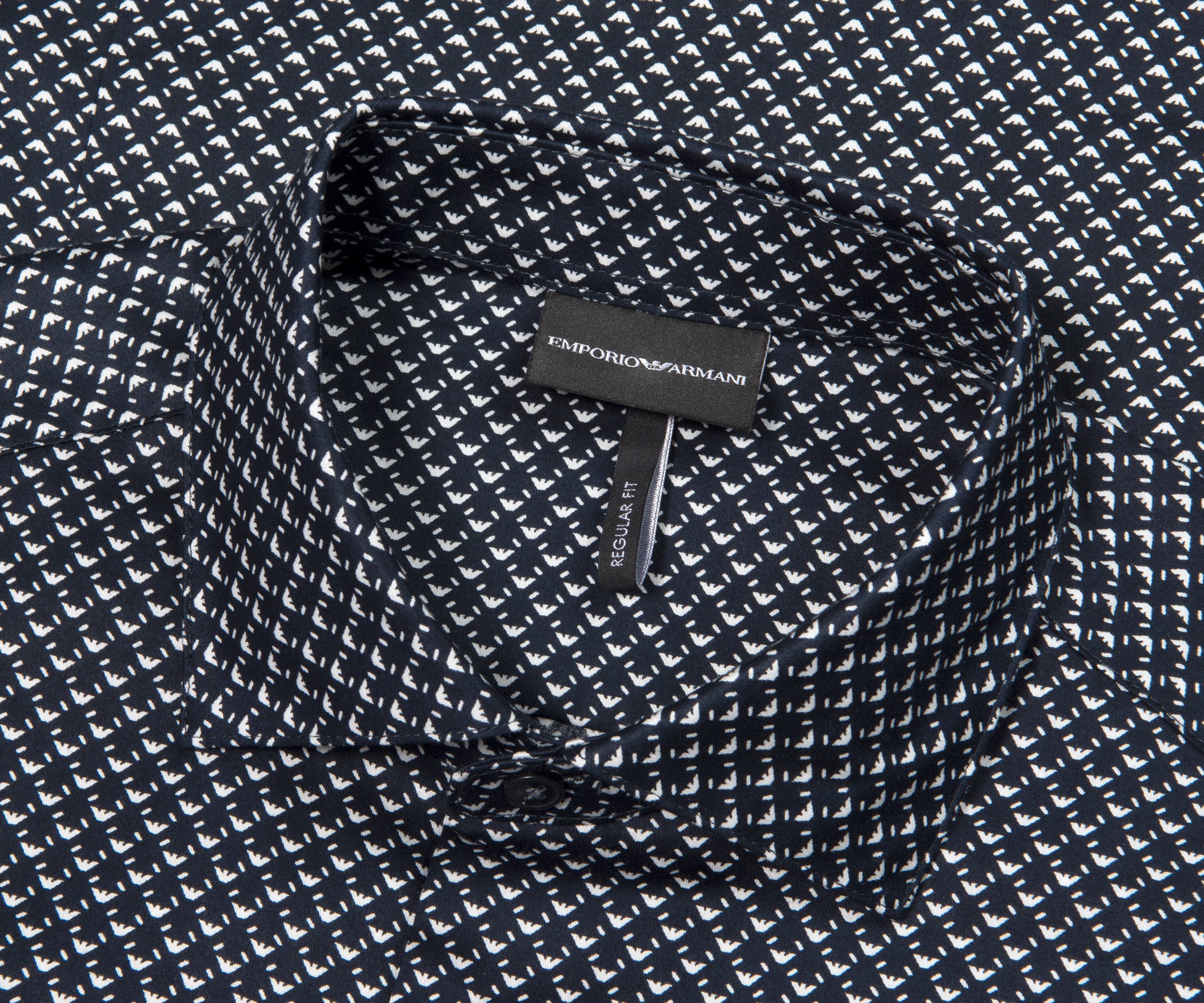 Emporio Armani Multi Eagle Patterned Shirt Navy/White