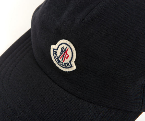 Moncler Felt Logo Patch Fleece Baseball Cap Navy