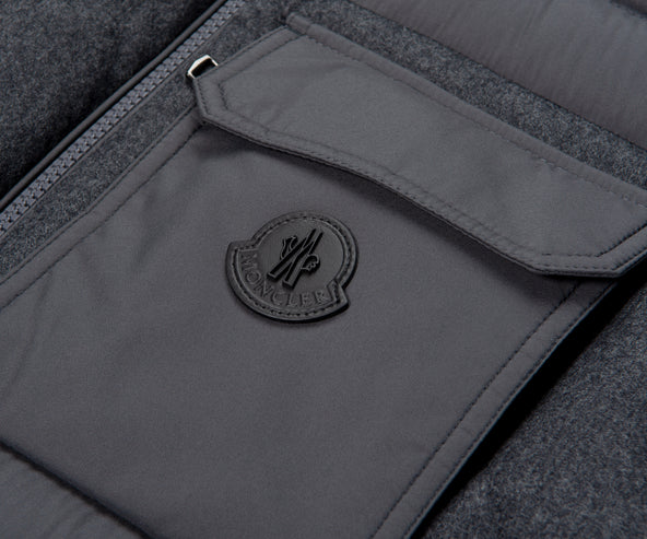 Moncler Estagnour Wool Flannel Trim Gilet Grey