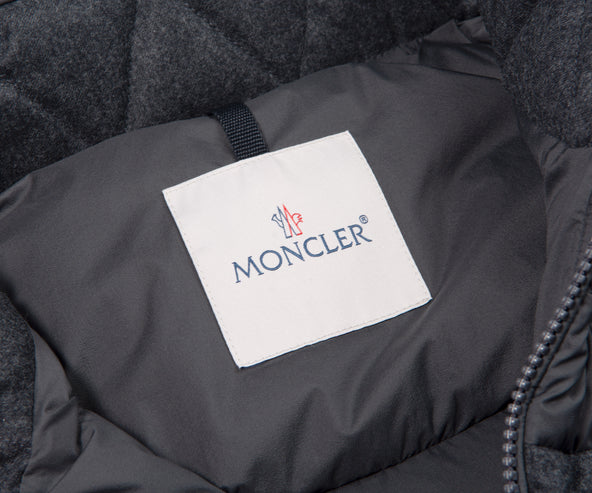 Moncler Estagnour Wool Flannel Trim Gilet Grey