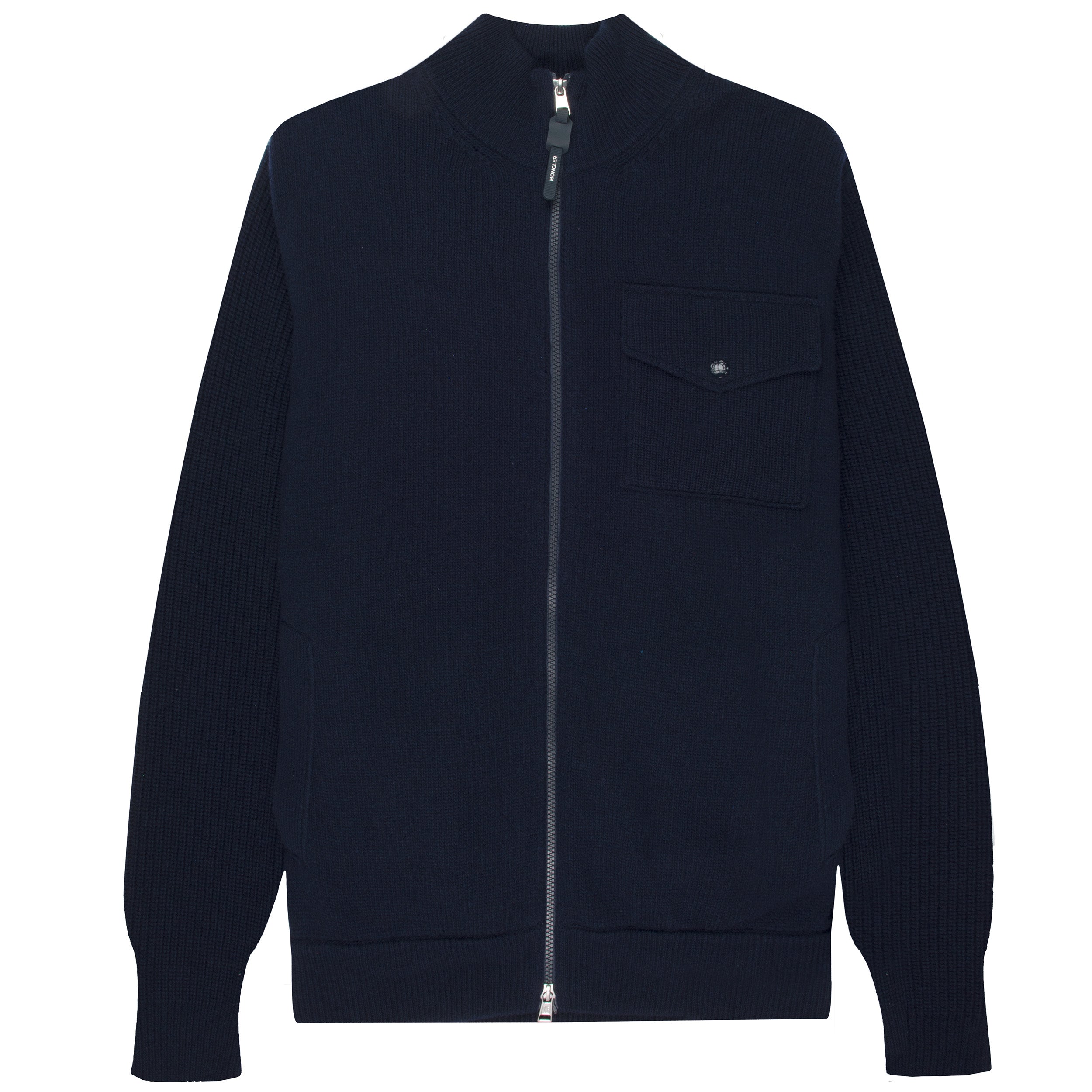 Moncler Back Quilted Zip Up Cardigan Navy