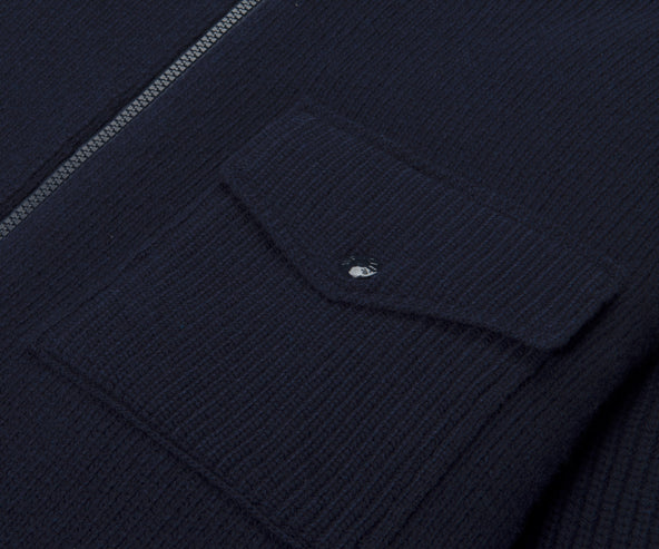 Moncler Back Quilted Zip Up Cardigan Navy