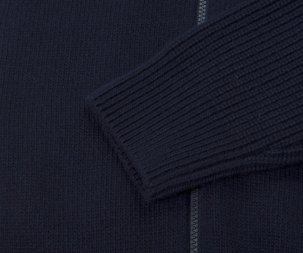 Moncler Back Quilted Zip Up Cardigan Navy