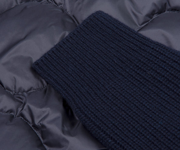 Moncler Back Quilted Zip Up Cardigan Navy