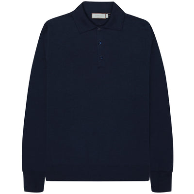 Canali LS Merino Polo Navy