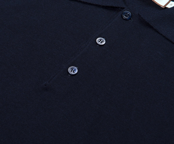 Canali LS Merino Polo Navy
