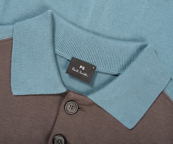 Paul Smith PS Panelled Polo Sweater Dark Taupe/Multi