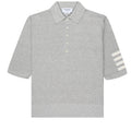 Thom Browne Linen Cotton 4-Bar Relaxed Fit Polo Grey