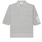 Thom Browne Linen Cotton 4-Bar Relaxed Fit Polo Grey