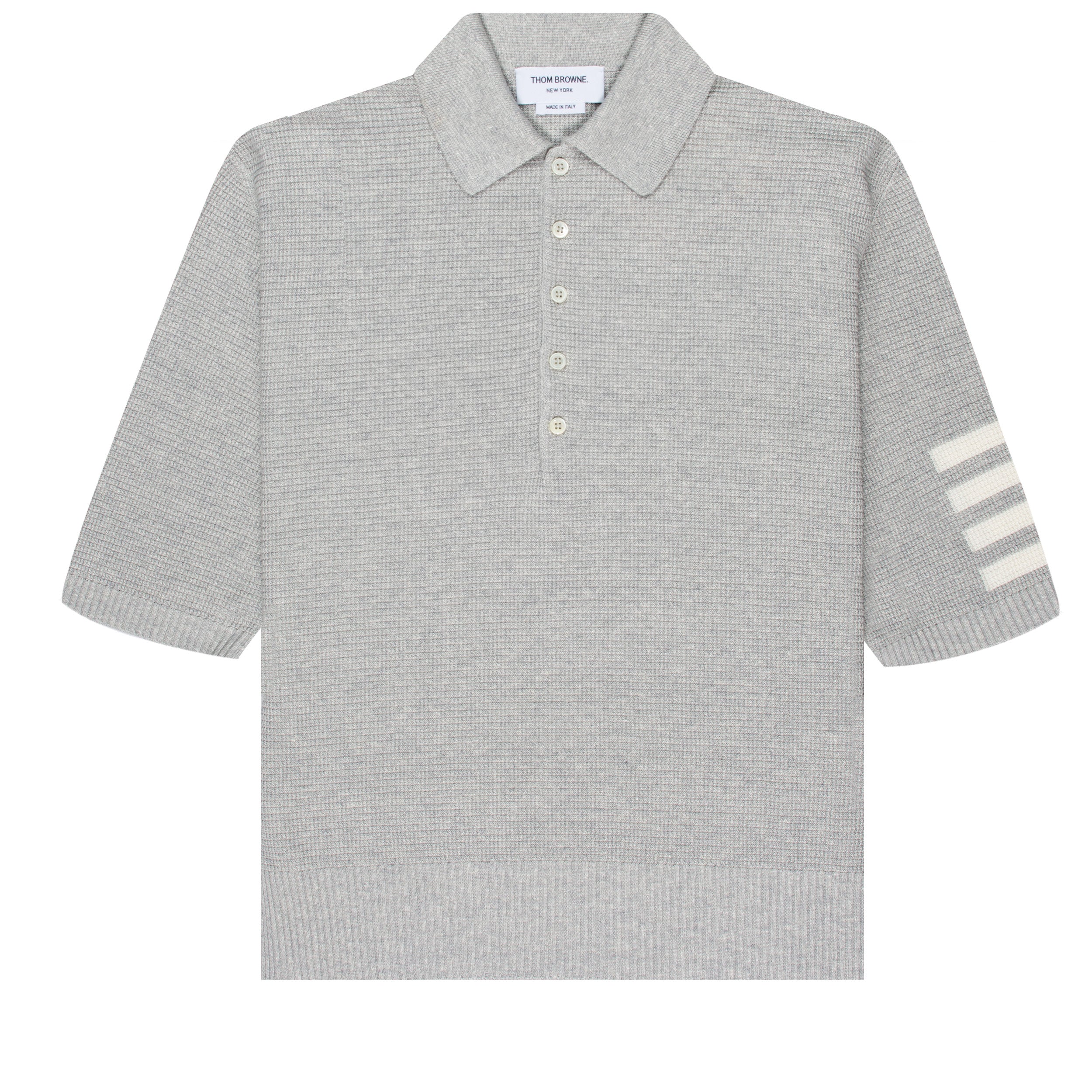 Thom Browne Linen Cotton 4-Bar Relaxed Fit Polo Grey