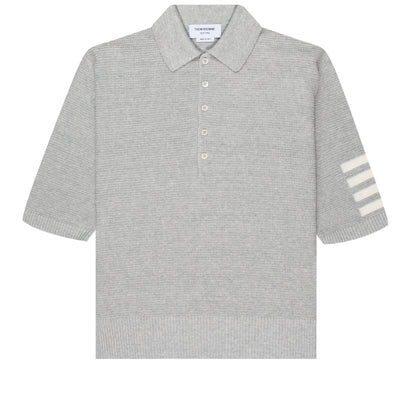 Thom Browne Linen Cotton 4-Bar Relaxed Fit Polo Grey