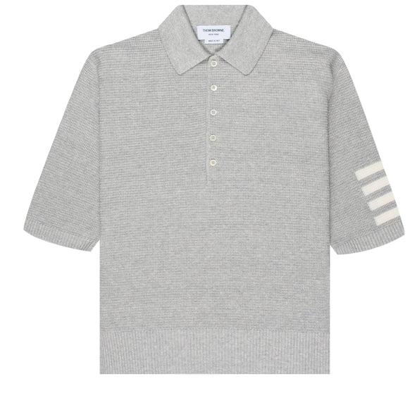 Thom Browne Linen Cotton 4-Bar Relaxed Fit Polo Grey