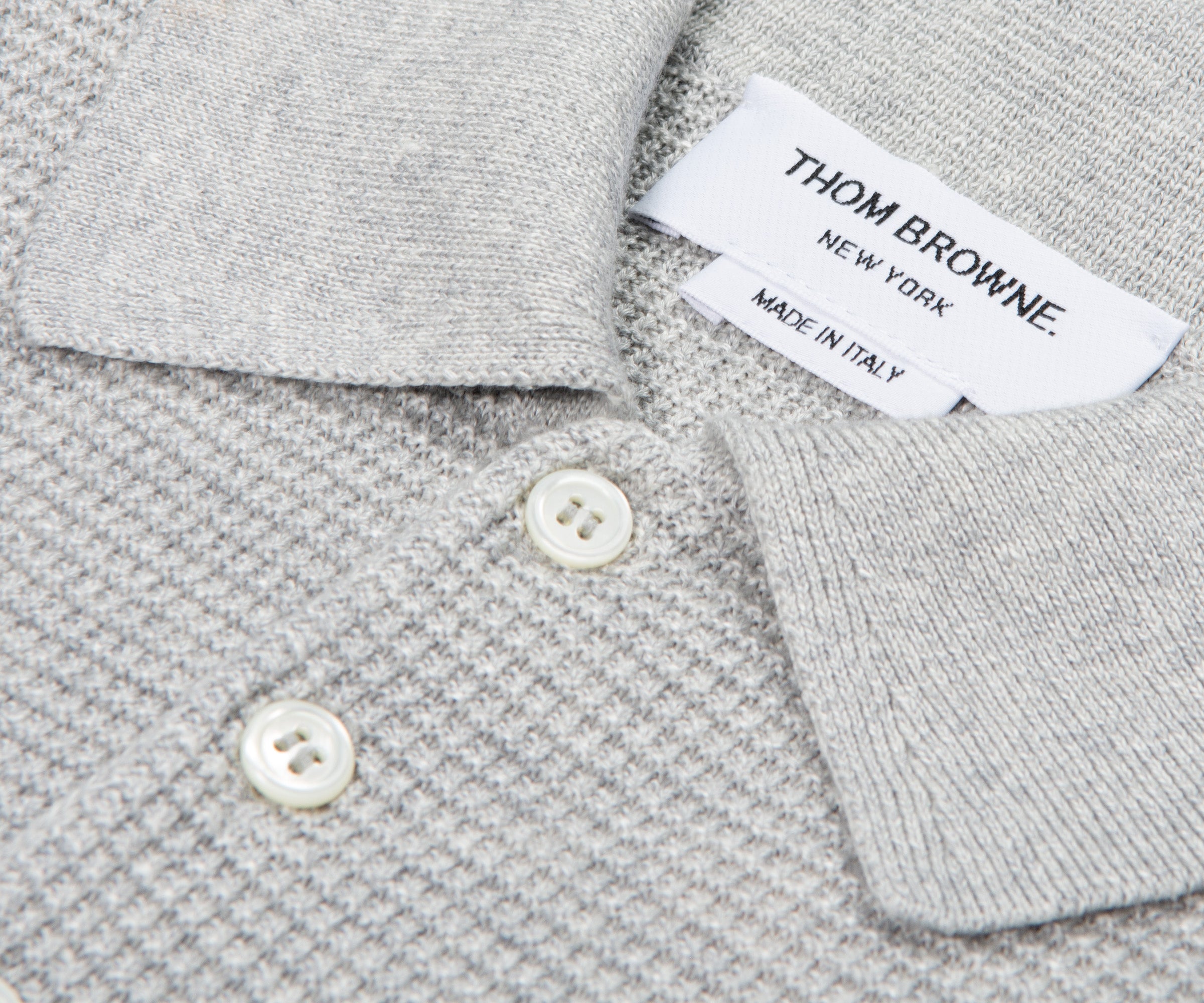Thom Browne Linen Cotton 4-Bar Relaxed Fit Polo Grey