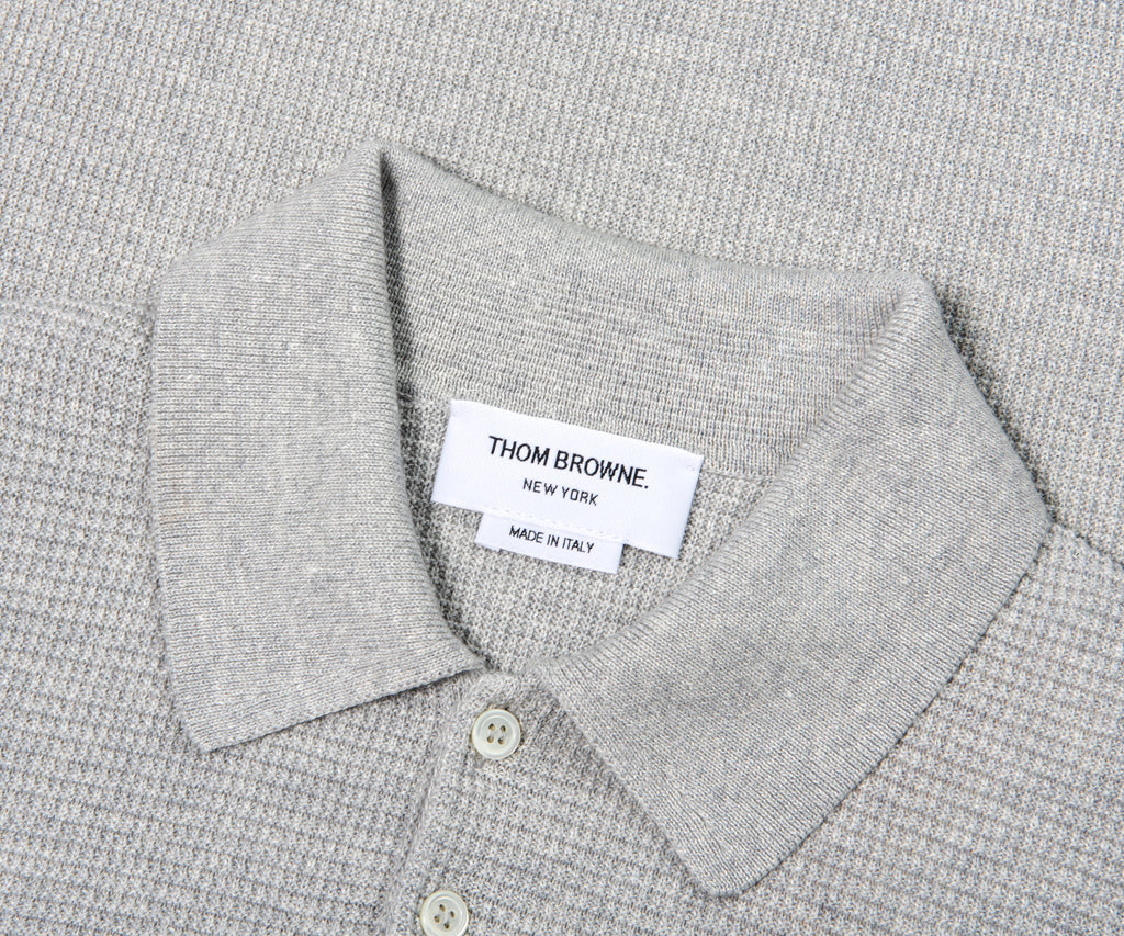 Thom Browne Linen Cotton 4-Bar Relaxed Fit Polo Grey