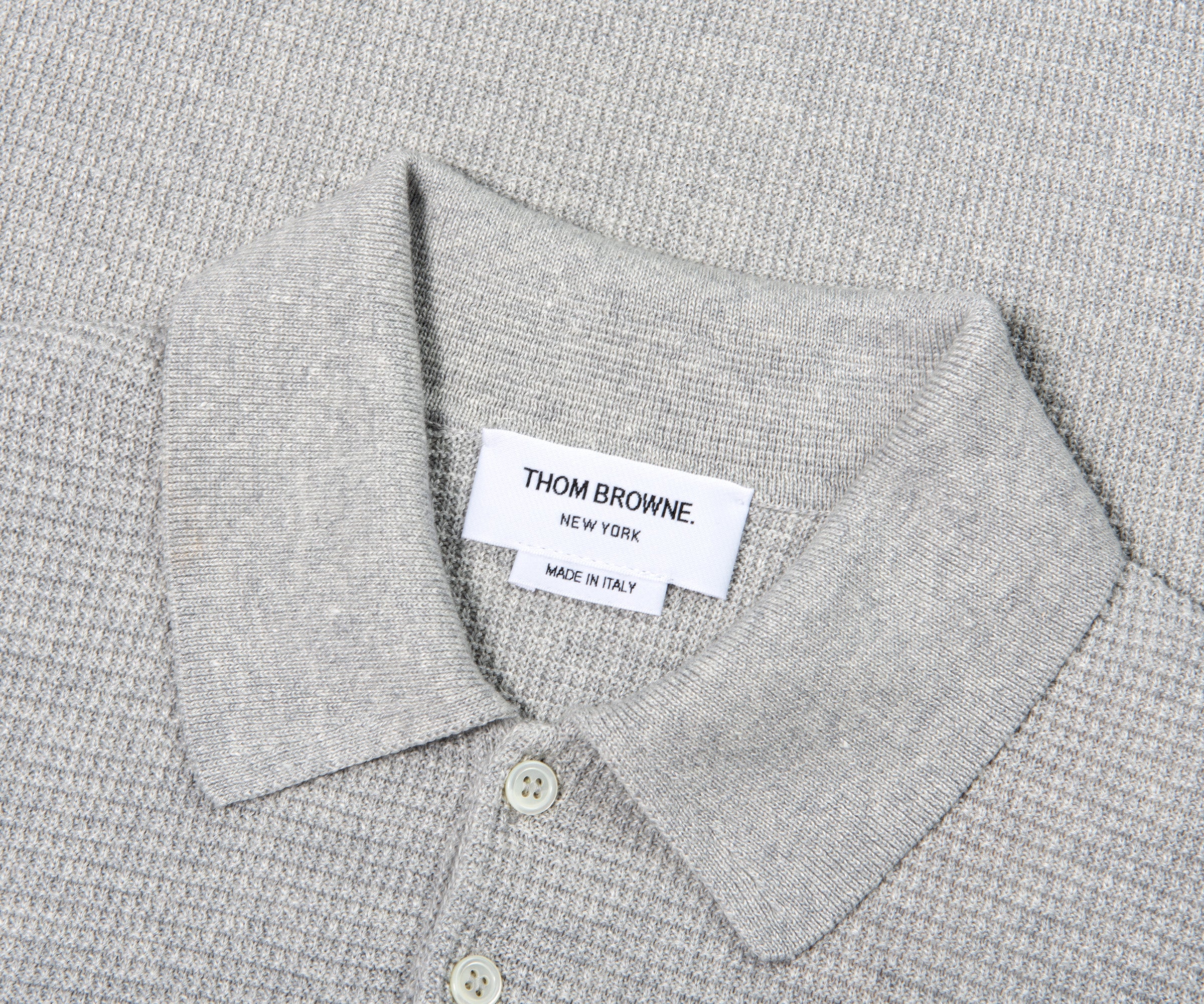 Thom Browne Linen Cotton 4-Bar Relaxed Fit Polo Grey