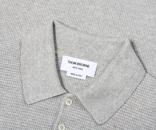 Thom Browne Linen Cotton 4-Bar Relaxed Fit Polo Grey