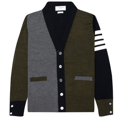Thom Browne Classic V neck Cardigan In Fine merino Woll Fun Mix