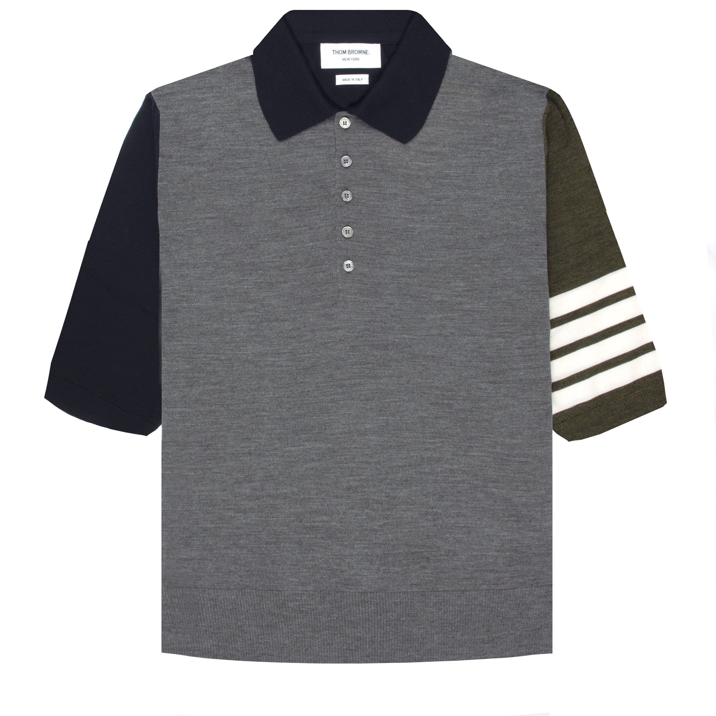 Thom Browne Funmix Fine Merino Wool 4-Bar Relaxed Fit Polo