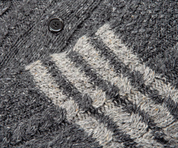 Thom Browne Cable Full Button Mohair Cardigan Grey