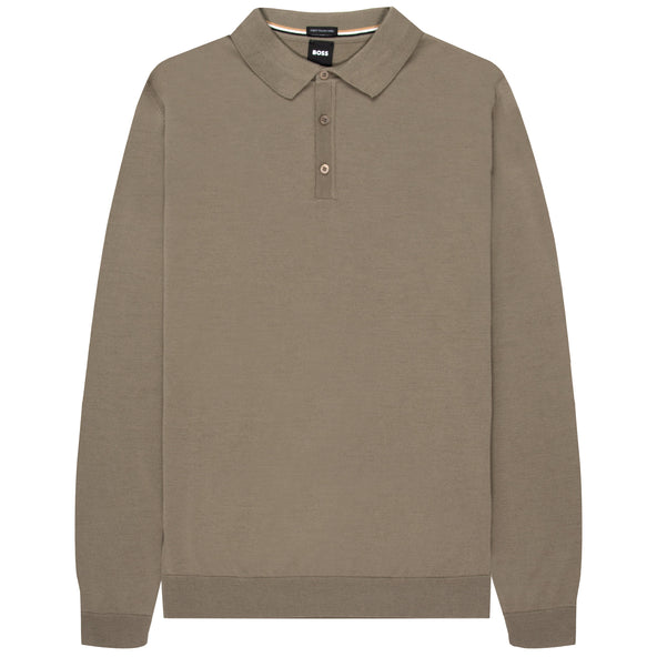 BOSS Lancione LS Wool Polo Olive Green