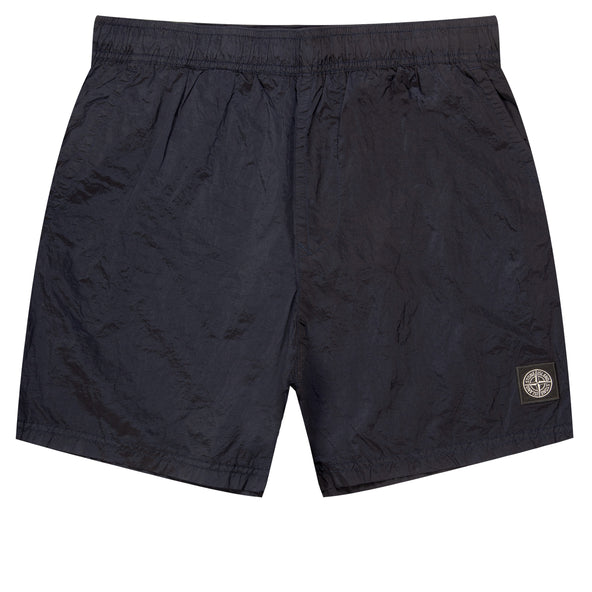 Stone Island Nylon Metal Patch Logo Swim Shorts Navy