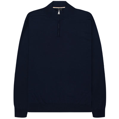 BOSS Ebenji 1/4 zip Wool Knitwear Dark Navy