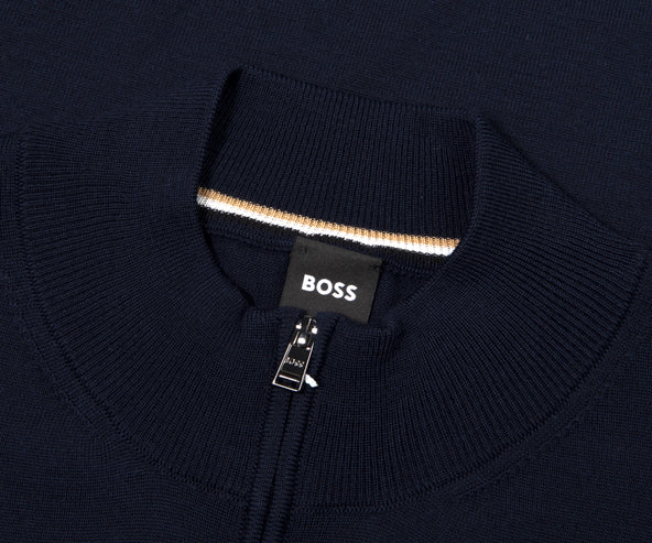 BOSS Ebenji 1/4 zip Wool Knitwear Dark Navy