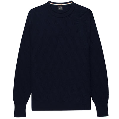 BOSS H-Elfredo woollen Patterned Knit Navy