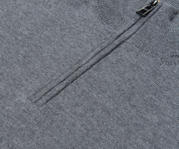 BOSS Ebenji 1/4 Zip Wool Knitwear Medium Grey