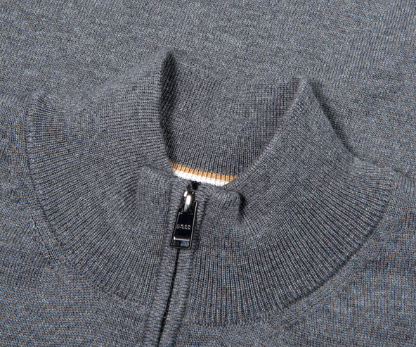 BOSS Ebenji 1/4 Zip Wool Knitwear Medium Grey