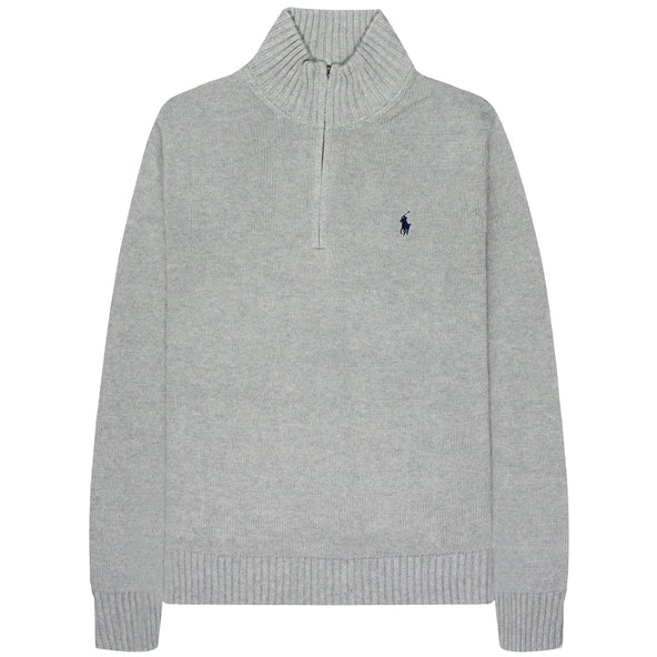 Polo Ralph Lauren Ribbed Chunky 1/4 Zip Knit Grey Heather