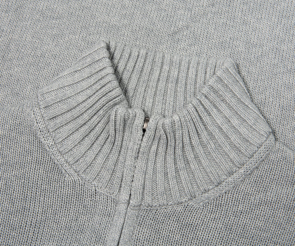 Polo Ralph Lauren Ribbed Chunky 1/4 Zip Knit Grey Heather