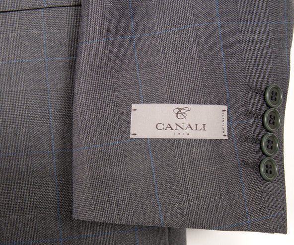Canali Kei Check Wool Suit Charcoal