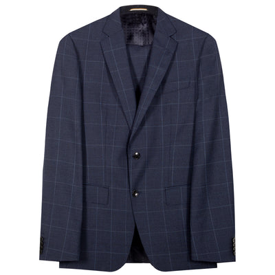 HUGO BOSS H-Huge Slim Fit 3 Piece Checked Suit Dark Blue