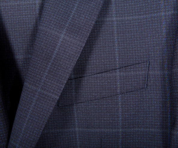 HUGO BOSS H-Huge Slim Fit 3 Piece Checked Suit Dark Blue