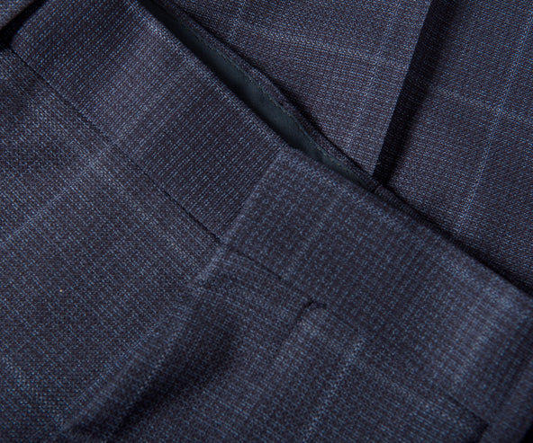 HUGO BOSS H-Huge Slim Fit 3 Piece Checked Suit Dark Blue