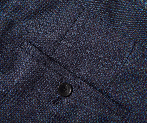 HUGO BOSS H-Huge Slim Fit 3 Piece Checked Suit Dark Blue