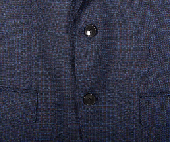 HUGO BOSS H-Huge Slim Fit 2 Piece Patterned Suit Dark Blue
