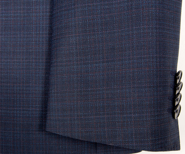 HUGO BOSS H-Huge Slim Fit 2 Piece Patterned Suit Dark Blue