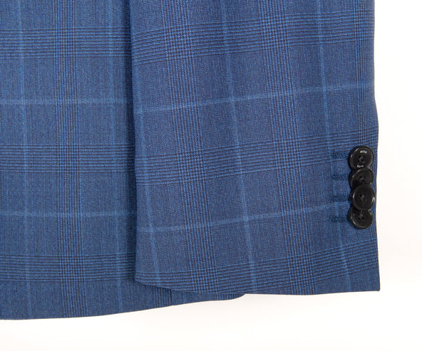 HUGO BOSS H-Reymond 3 Piece Extra Slim Fit Check Suit Blue