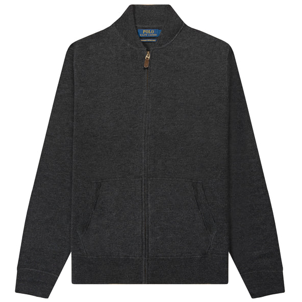 Polo Ralph Lauren Washable Wool Full Zip Jumper Dark Granite Heather