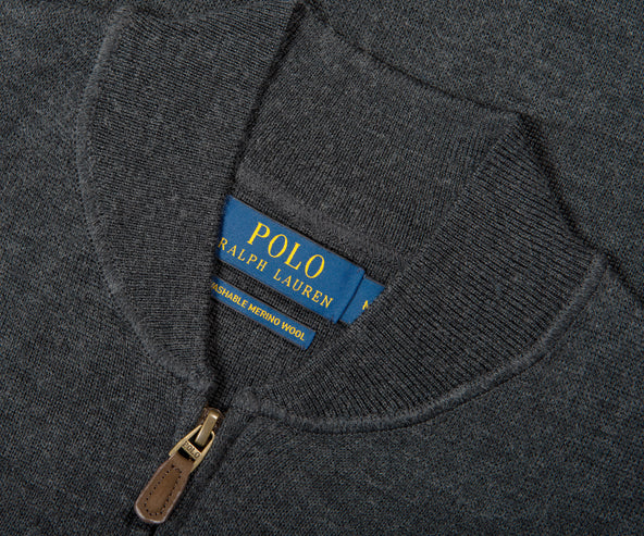 Polo Ralph Lauren Washable Wool Full Zip Jumper Dark Granite Heather
